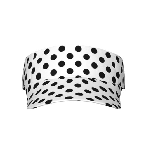 White Polka Dot Sports Sun Visor Hat Women Men Adjustable Visors Outdoor Golf Beach Cap