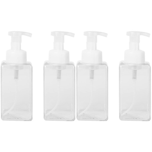 Cabilock 4 PCS Shampoo Lotion Dispenser Hand wash Pump Bottle Shampoo Dispenser Pump Hand Liquid Bottle Refillable Clear Empty Bottle Hand wash Bottle Travel Lotion Bottle Mousse White