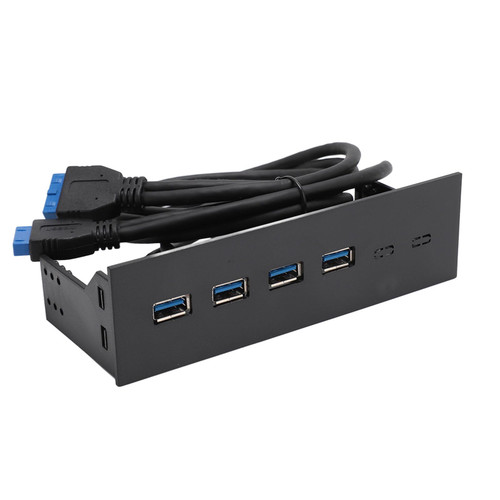 USB 3.0 Front Panel Hub, 4 Ports 5.25in 5Gbps Stable Optical Drive Front Panel with Fast Heat Dissipation for Desktop Motherboard, Plug and Play, Easy Installation