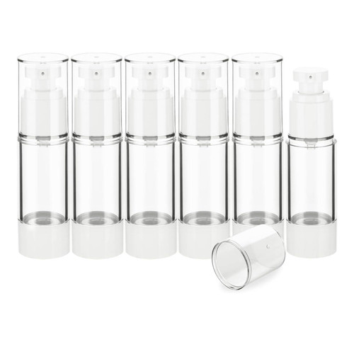 AQWEI Airless Pump Bottles, Clear Airless Pump Bottles, Lotion Dispenser Travel with Pump, Vacuum Plastic Travel Size Lotion Bottle for Foundation, Creams, Cosmetic (6 pcs,50ML)