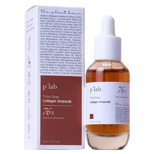 THE PLANT BASE Time Stop Collagen Ampoule 30ml / 1.01 Fl oz | Mushroom Extract 76% | Mushroom Collagen | Korean Skincare | Antiaging Ampoule | 2022 VOGUE Best K-Beauty item