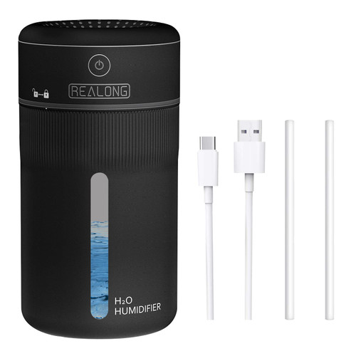Portable Humidifiers for Bedroom Small Humidifier-400ml Cool Mist Humidifier for Plants, Mini room Humidifier for Bedroom,Desk Humidifier for office,Quiet,Auto Shut-Off, 3 Mist Modes -Black