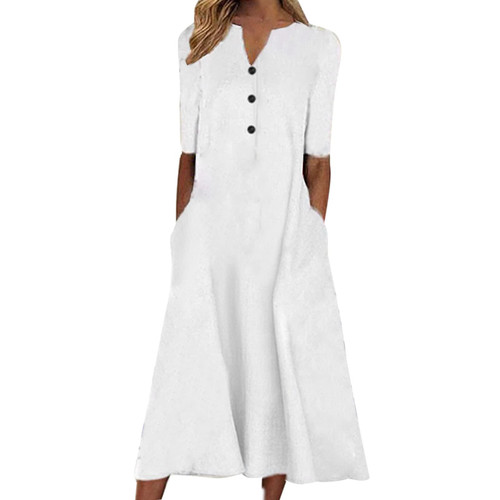Summer Dresses for Women 2024 Short Sleeve Floral V Neck Midi Dress Fashion Button Loose Casual Flowy Beach Dresses Sundresses for Women Casual Beach Summer Dresses for Women Vestidos White Summer Dresses for Women 2024 Short Sleeve Floral V Neck Midi Dress Fashion Button Loose Casual Flowy Beach Dresses Sundresses for Women Casual Beach Summer Dresses for Women Vestidos White