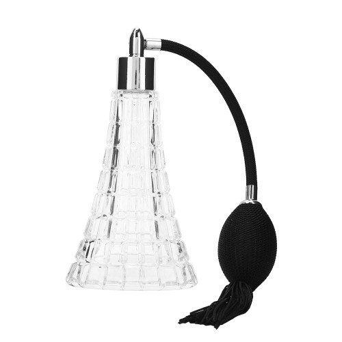 Clear Glass Refillable Vintage Perfume Bottle with Black Bulb & Tassel Atomizer Sprayer for Traveling- 1.64 oz / 50 ml