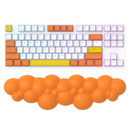 MANBASNAKE Keyboard Cloud Wrist Rest,PU High Density Memory Foam with Non-Slip Base for Typing Pain Relief,Ergonomic Keyboard Pad with Wrist Support for Home Office/Computer/Laptop/Gaming/Mac-Orange