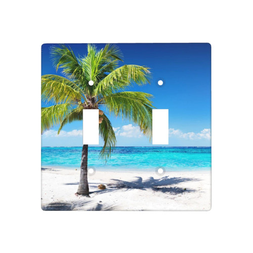 Beach Ocean Palm Tree Decorative Light Switch Cover Double Toggle Switch Plate Covers 2 Gang Wall Plate Bathroom Lightswitch Faceplate 4.5 X 4.5 Inch Beach Ocean Palm Tree Decorative Light Switch Cover Double Toggle Switch Plate Covers 2 Gang Wall Plate Bathroom Lightswitch Faceplate 4.5 X 4.5 Inch