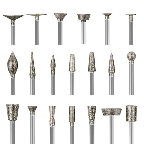 Stone Carving Set Diamond Burr Bits Compatible with Dremel, 20PCS Polishing Kits Rotary Tools Accessories with 1/8 Shank For Carving, Engraving, Grinding, Stone, Rocks, Jewelry, Glass, Ceramics