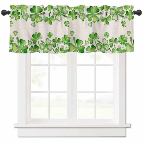 ALAGEO St. Patrick's Day Valances for Windows Spring Shamrock Kitchen Curtain Valances Lucky Clover Green Watercolor Window Treatment Topper Curtains for Spring Party Kitchen Dining Decor 54x18 Inch ALAGEO St. Patrick's Day Valances for Windows Spring Shamrock Kitchen Curtain Valances Lucky Clover Green Watercolor Window Treatment Topper Curtains for Spring Party Kitchen Dining Decor 54x18 Inch