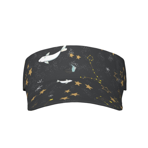 Yellow Fishes and Stars- Sun Visor Hats for Women Men,Tennis Beach Golf Visor Hat Adjustable Unisex Summer Hat Sun Visors