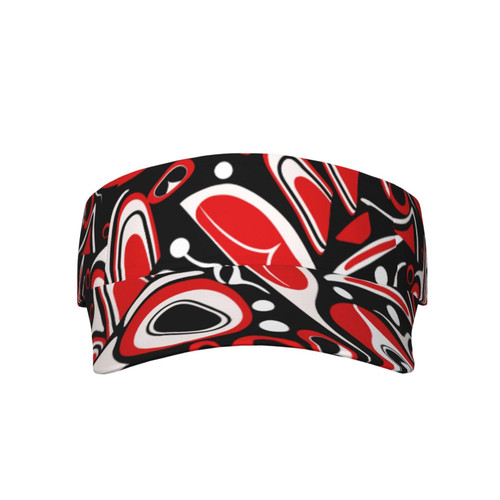 Abstract Red Sun Visor Hats for Women Men Sport Sun Visors for Women Adjustable Sun Hat Summer Hat Empty Top Baseball Cap