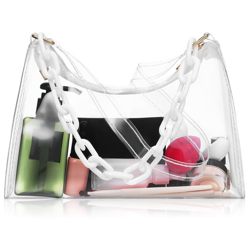 WUDFUME Clear Purse for Women, Clear Shoulder Bag Stadium Approved, Clear Bag for Stadium Events