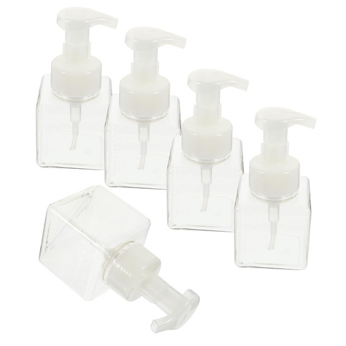 5 pcs Pump Shampoo Bottle Lotion Bottle Pump Type Plastic Plastic Pump Clear Square Pump Bottles Cosmetic Square Lotion Dispensing Bottle Shampoo Empty Pump Bottles