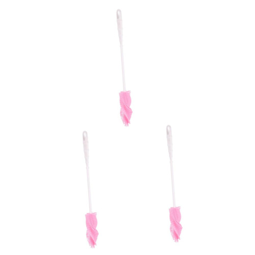minkissy 3pcs Mam Bottle Brush Baby Bottle Cleaner Brush Silicone Bottle Brush Feeding Bottle Brush Cleaning Cleaning Brush Water Bottle Cleaner Brush Cleaning Ball Pink Cup