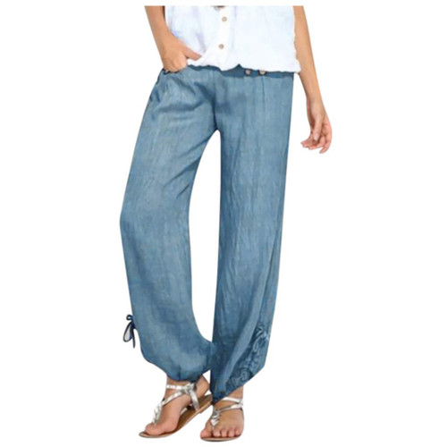 Bblulu Women's Casual Drawstring Waist Pants Casual Loose Elastic Wide Leg Pants Casual Palazzo Trousers Blue Bblulu Women's Casual Drawstring Waist Pants Casual Loose Elastic Wide Leg Pants Casual Palazzo Trousers Blue