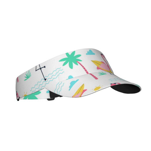 Cute Flamingo Print Sun Visor Hat, Adjustable Sports Visor Hats Athletic Beach Sun Hat Visor Cap for Men Women Adults