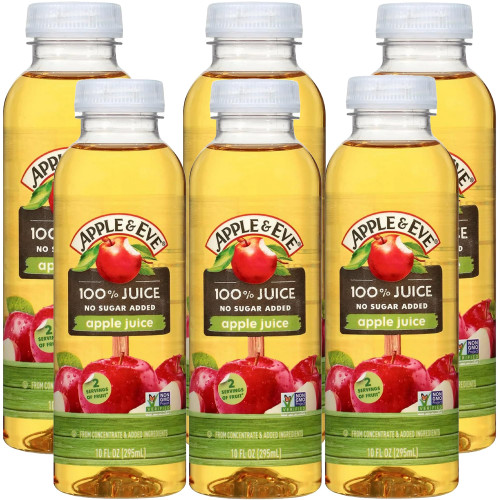 Motts apple juice| Apple & Eve Apple 100% Juice, No Sugar Added Original, Apple White Grape & Orange Sugar Free Juice, 10 fl oz Bottles, BETRULIGHT Value Pack of 6 (Apple Eve Original)