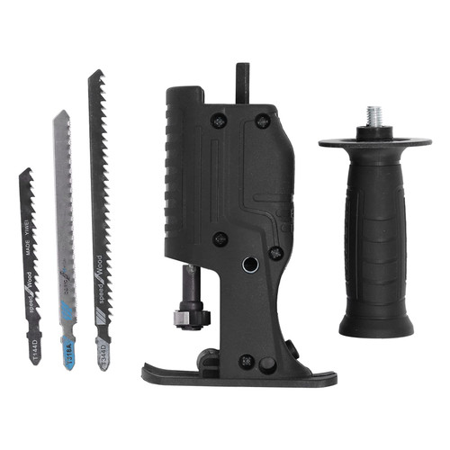 Electric Drill to Reciprocating Saw Adapter Chainsaw Conversion Head Saw Blades Handle Kit Portable Electric Drill Tool for Wood Metal Plastics Cutting