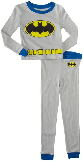 DC Comics Boys' Little Batman Gray Costume Pajama Set, Black, 4
