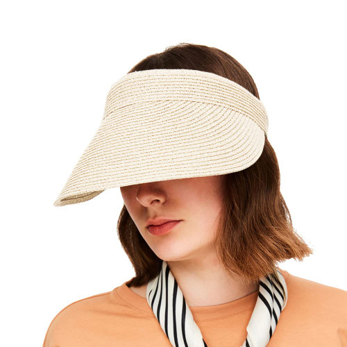 Womens Sun Visor Hat Wide Brim Summer UPF 50+ UV Protection Straw Sun Beach Hat Roll-up Foldable SLHH1M006X, Beige Womens Sun Visor Hat Wide Brim Summer UPF 50+ UV Protection Straw Sun Beach Hat Roll-up Foldable SLHH1M006X, Beige