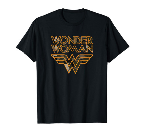DC Comics Wonder Woman Logo Camo Orange Outline T-Shirt DC Comics Wonder Woman Logo Camo Orange Outline T-Shirt