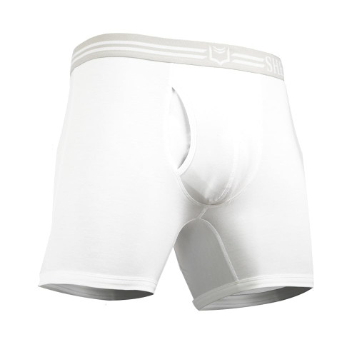 SHEATH 4.0 Men's Dual Pouch Boxer Brief - WHITE - L 36-38"