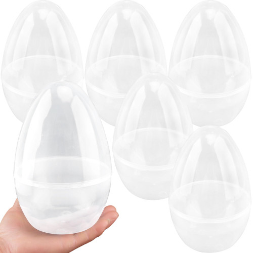 Octaday 6 Pack 8 Inch Clear Jumbo Easter Eggs Large Plastic Transparent Fillable Easter Eggs Giant Easter Egg for Easter Egg Hunt Easter Theme Party Decor