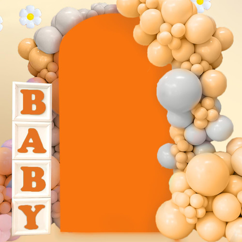 MODFUNS Wedding Arch Cover Burnt Orange Arch Cover 6.6FT Arch Backdrop Cover Spandex Arch Cover Backdrop Fabric Chiara Backdrop Arched Wall Covers for Wedding Ceremony Birthday Balloon Arch Decoration
