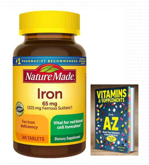 Nature Made Iron 65 mg (325 mg Ferrous Sulfate) Dietary Supplement for Red Blood Cell Support 365 Tablets, 365 Day Supply+ (1) Better Guide Vitamins Free Nature Made Iron 65 mg (325 mg Ferrous Sulfate) Dietary Supplement for Red Blood Cell Support 365 Tablets, 365 Day Supply+ (1) Better Guide Vitamins Free