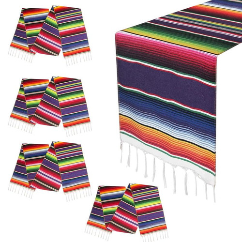 Mexican Table Runner for Cinco de Mayo Decorations, 4 Pcs 14" x 108" Hand Woven Mexican Blanket Table Runner Fiesta Party Supplies, Fringe Cotton Serape Table Runner for Mexican Party Wedding Decor Mexican Table Runner for Cinco de Mayo Decorations, 4 Pcs 14" x 108" Hand Woven Mexican Blanket Table Runner Fiesta Party Supplies, Fringe Cotton Serape Table Runner for Mexican Party Wedding Decor