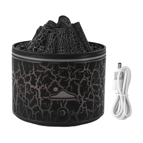 Volcano Humidifier Quiet Flame Diffuser, 180ml Humidifier Auto Shut Off Aromatherapy Diffuser for Bedroom, Aromatherapy Essential Oil Diffuser, Volcano Flame Diffuser (Black)