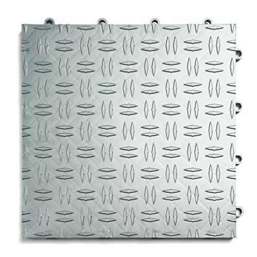 GarageTrac Diamond, Durable Interlocking Modular Garage Flooring Tile (12 Pack), Alloy