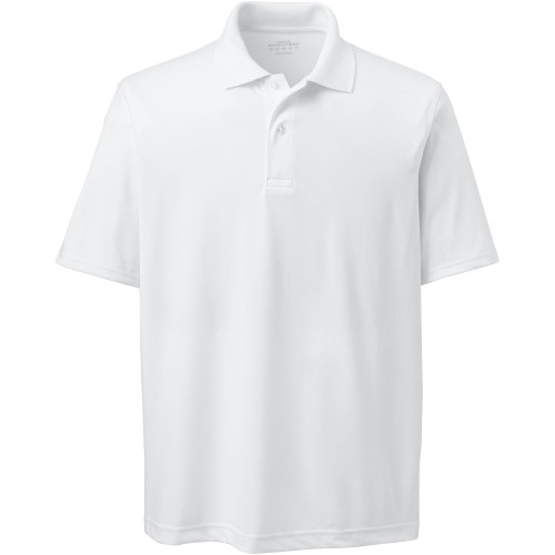 Lands' End Mens Short Sleeve Polyester Polo Shirt White Regular X-Large