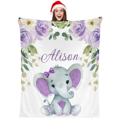 Personalized Baby Blanket Custom Baby Blanket with Name for Girls Boys Customized Baby Name Blanket Soft Throws Blanket Gifts for Kids Newborns Swaddling Birthday - Purple Baby Elephant Personalized Baby Blanket Custom Baby Blanket with Name for Girls Boys Customized Baby Name Blanket Soft Throws Blanket Gifts for Kids Newborns Swaddling Birthday - Purple Baby Elephant