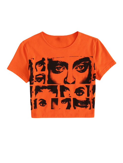 SOLY HUX Women's Graphic Tees Y2k Crop Top Short Sleeve T Shirt Tee Summer Tops Orange Figure M SOLY HUX Women's Graphic Tees Y2k Crop Top Short Sleeve T Shirt Tee Summer Tops Orange Figure M