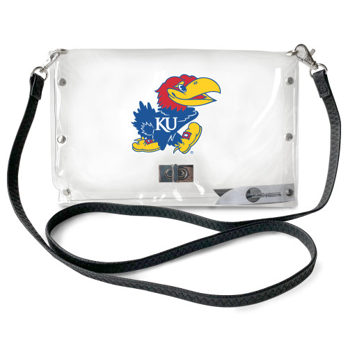 Littlearth Womens NCAA Iowa Hawkeyes Clear Envelope Purse with Black Fashion Strap, Clear, 10" x 6.5" x 0.5"