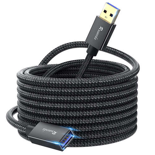 Ruaeoda USB 3.0 Extension Cable 25 Ft, 22 AWG Braid Long USB Extension Cable SuperSpeed USB 3.0 Type A Male to Female USB to USB Cable