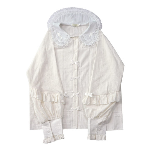 Cuteighteen Women Long Sleeve Blouse Gothic Lolita Cute Peter Pan Collar Shirts Lace Ruffle Vintage Tops (White) One Size Cuteighteen Women Long Sleeve Blouse Gothic Lolita Cute Peter Pan Collar Shirts Lace Ruffle Vintage Tops (White) One Size
