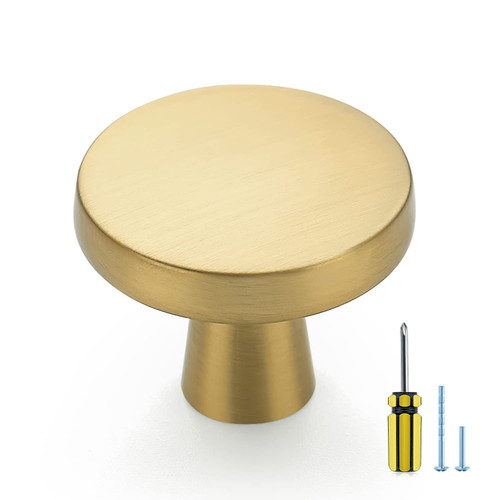 Ravinte 10 Pack Solid Knobs Kitchen Cabinet Knobs Round Knobs Dresser Drawer Knobs Gold Cabinet Hardware Round Cabinet Door Knobs Drawer Knobs Brushed Brass Drawer Pulls