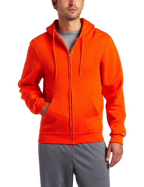 Soffe Men's Training Fleece Zip Hood Sweatshirt Orange Large