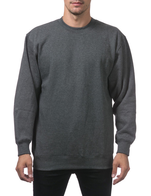 Pro Club Men's Heavyweight 13oz Crew Neck Fleece Pullover Sweatshirt, Charcoal, Small