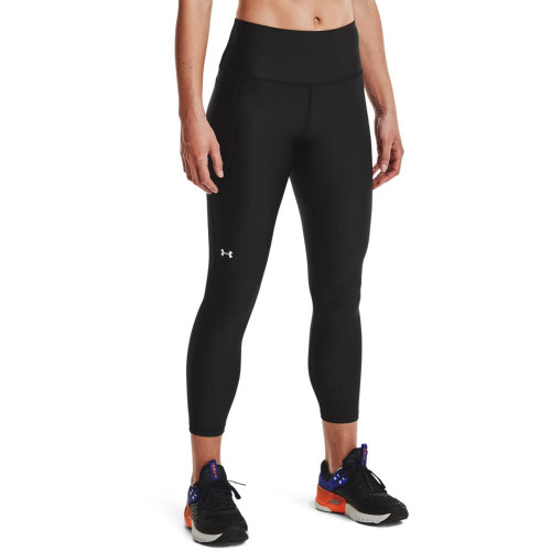 Under Armour Womens HeatGear Armour High Waisted No Slip Ankle Leggings, Black (001)/White, X-Large Short