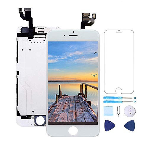for iPhone 6 Plus Screen Replacement 5.5" Digitizer White - with [ Proximity Sensor] [ Ear Speaker] [ Front Camera] [ Repair Tools] Display Touch LCD Frame Pre Assembled Full Repair Kit