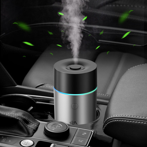 Car Diffuser Humidifier Aromatherapy Diffusers for Essential Oils USB Mini Portable Cool Mist Diffuser with Colorful Lighting for Car Home Bedroom Office (Grey)