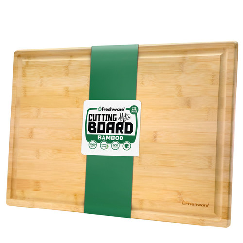 Freshware 20 Inch 2XL Bamboo Cutting Boards for Kitchen, Stove Top Butcher Block, Extra Large Wooden Carving Board for Meat, Veggies, Charcuterie Board with Deep Juice Grooves (2XL, 20x14")