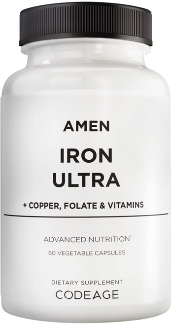 Amen Iron Ultra Supplement + Copper, Folate, Vitamin C and Vitamin B12-2-Month Supply - Ferrous Sulfate Iron Vitamin - Iron 65mg Per Serving - Iron Folic Acid - Non-GMO Iron Pills - 60 Capsules Amen Iron Ultra Supplement + Copper, Folate, Vitamin C and Vitamin B12-2-Month Supply - Ferrous Sulfate Iron Vitamin - Iron 65mg Per Serving - Iron Folic Acid - Non-GMO Iron Pills - 60 Capsules