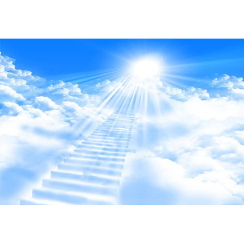 DORCEV 8x6ft Heaven Backdrop Stairs to Heaven Paradise Stairs Holy Light Background for Photography Blue Sky Pure White Clouds Church Events Newborn Kids Baby Shower Baptism Party Portrait Props DORCEV 8x6ft Heaven Backdrop Stairs to Heaven Paradise Stairs Holy Light Background for Photography Blue Sky Pure White Clouds Church Events Newborn Kids Baby Shower Baptism Party Portrait Props