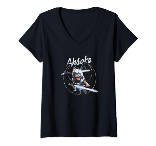 Womens Star Wars Ahsoka Clone Wars Transparent Rebel Emblem V-Neck T-Shirt