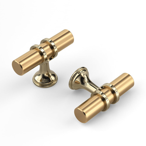 Haliwu 12 Pack/T-bar Knobs, Gold Cabinet Knobs, Knobs for Dresser and Drawer Brushed Brass Cabinet Knobs Solid Gold Kitchen Knobs
