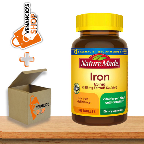 Nature Made Iron 65 mg (325mg Ferrous Sulfate) Dietary Supplement Tablets + Includes VenanciosBox Sticker (365 Tablets) Nature Made Iron 65 mg (325mg Ferrous Sulfate) Dietary Supplement Tablets + Includes VenanciosBox Sticker (365 Tablets)
