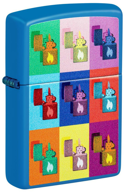 Zippo Pop Art Design Sky Blue Matte Pocket Lighter
